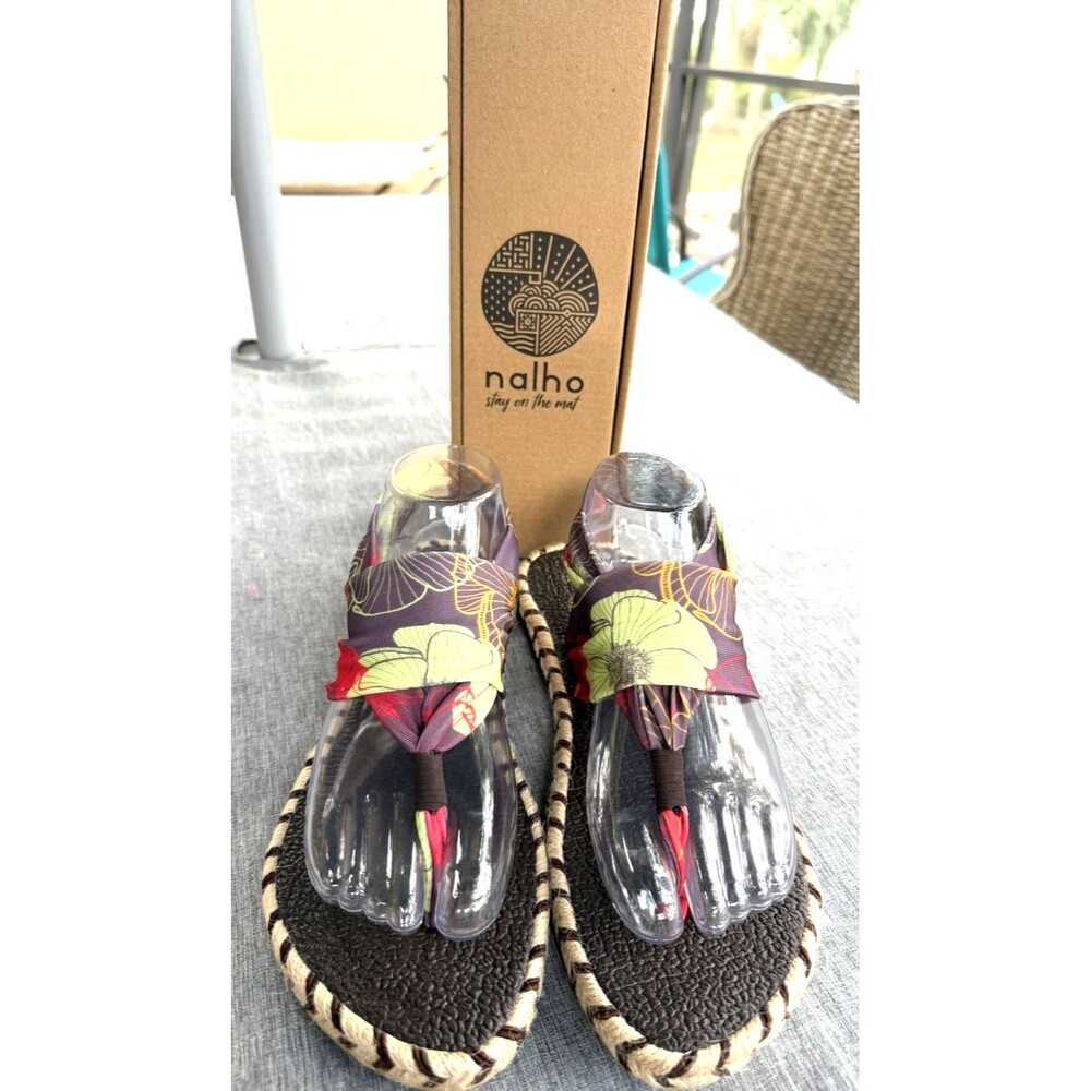 NEW NALHO Sz 10 Yoga Mat Memory Foam Espadrilles Sandal Ganika Brown Green Red